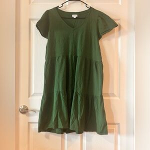 J. Crew Forest Green Tiered Dress
